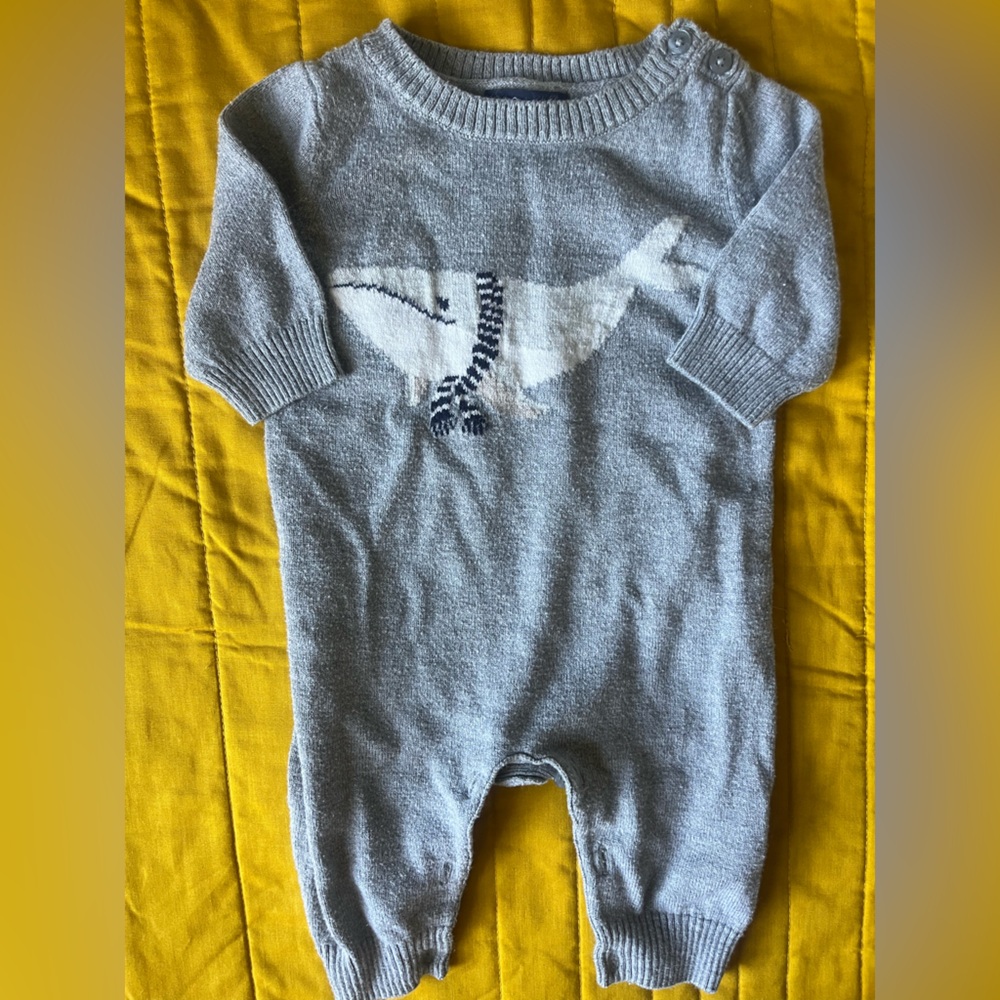 Gray Whale Pattern sweater onesie